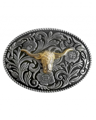 Belt Buckle - Gold Steer