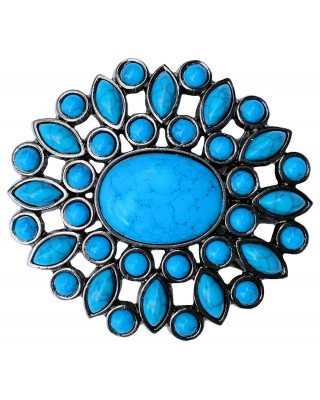 Belt Buckle - Turquoise Flower