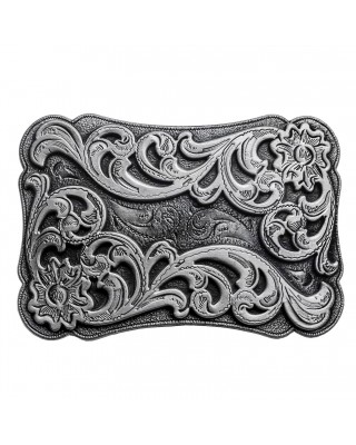 Belt Buckle -  Floral Western Scroll