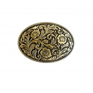 Belt Buckle - Flower Scroll Brass