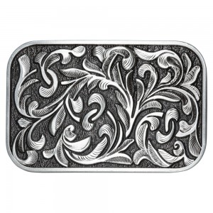 Belt Buckle -  Rectangular Western Scroll