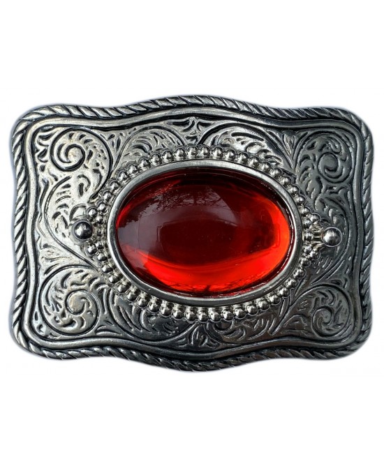 Belt Buckle - Curvy Rectangle Buckle Red Shell