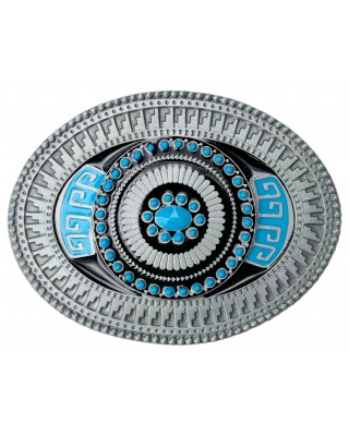 Belt Buckle - Aztec Oval Turquoise