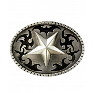 Belt Buckle - Texas Star Black Silver Belt Buckle - Texas Star Black Silver