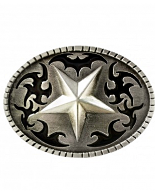 Belt Buckle - Texas Star Black Silver
