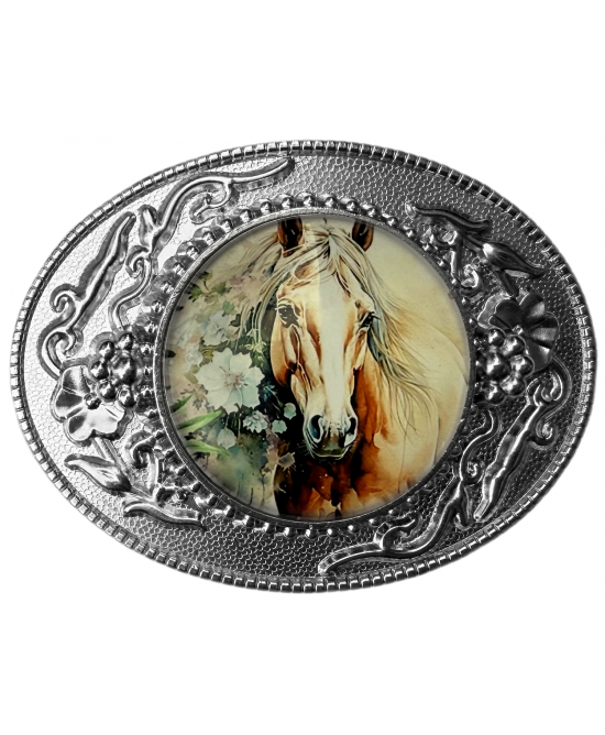 Belt Buckle - Horse Flowers Belt Buckle - Horse Flowers