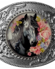 Belt Buckle - Black Horse Flowers Belt Buckle - Black Horse Flowers