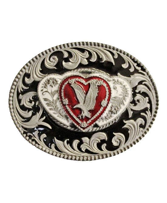 Belt Buckle - Eagle On Three Hearts