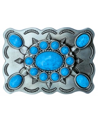 Belt Buckle - Turquoise Imitation Stone