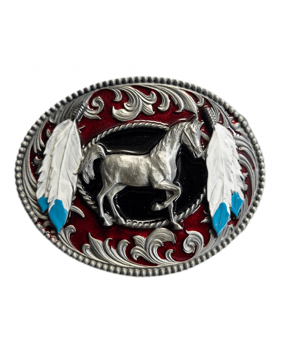 Belt Buckle - Horse Feathers Scroll Belt Buckle - Horse Feathers Scroll