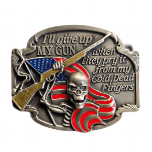 Belt Buckle - Skull Holding Gun