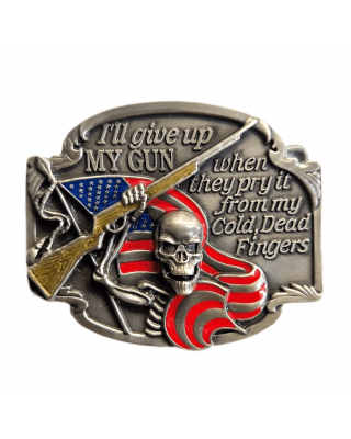 Belt Buckle - Skull Holding Gun