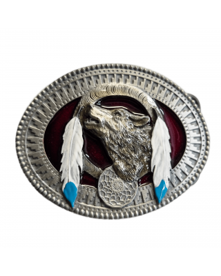 Belt Buckle -  Wolf Feathers Dreamcatcher 