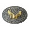 Belt Buckle -  Eagle Gold Scroll Silver
