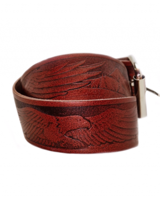 Leather Belt - Flying Eagle Dark Brown