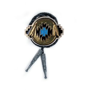 Bolo Tie - Aztec Blue Gold Bolo Tie - Aztec Blue Gold