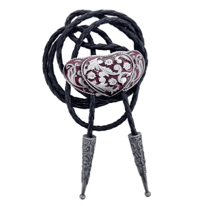 Bolo Tie - Three Hearts Silver