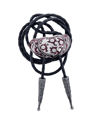 Bolo Tie - Three Hearts Silver