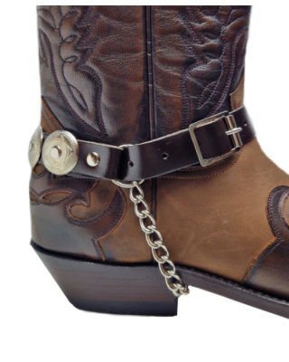 Boot Straps - Concho Brown Leather
