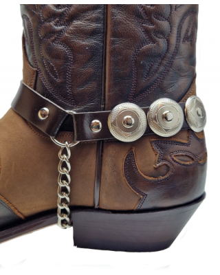 Boot Straps - Concho Brown Leather