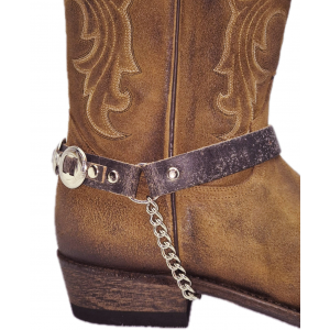 Boot Straps - Concho Stressed Brown Leather