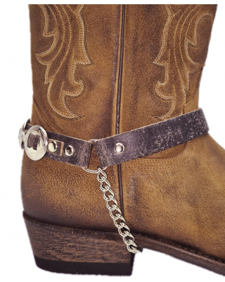 Boot Straps - Concho Stressed Brown Leather