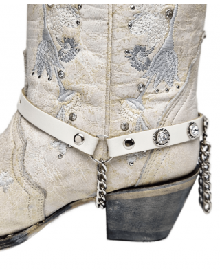 Boot Straps - Crystal Cream with Chains