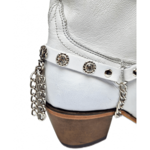 Boot Straps - Crystal White with Chains