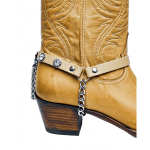 Boot Straps - Crystal Beige with Chains