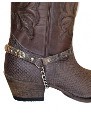 Boot Straps - Oval Stressed Dark Brown