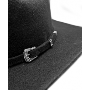 Wool Buckle Black Hat 