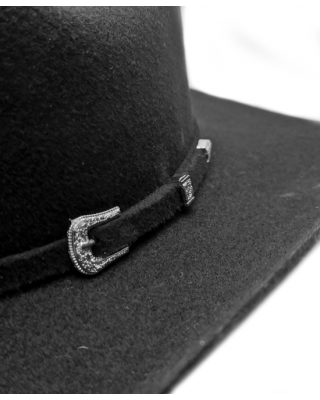Wool Buckle Black Hat 