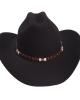 Wool Felt Western Black Hat - Cognac Hatband Wool Felt Western Black Hat - Cognac Hatband