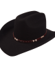 Wool Felt Western Black Hat - Cognac Hatband Wool Felt Western Black Hat - Cognac Hatband