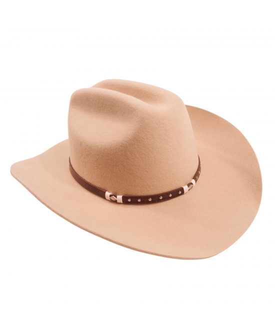 Wool Felt Western Tan Hat - Cognac Hatband Wool Felt Western Tan Hat - Cognac Hatband