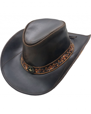 Leather Western Hat - Flowers