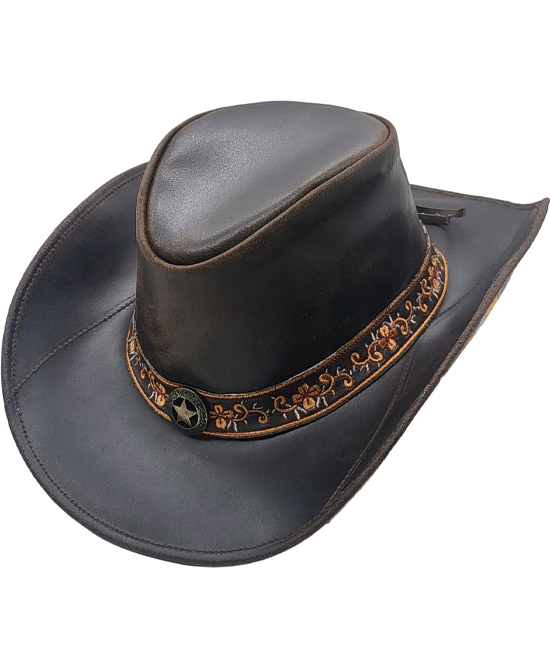 Leather Western Hat - Flowers