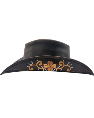 Leather Western Hat - Flowers
