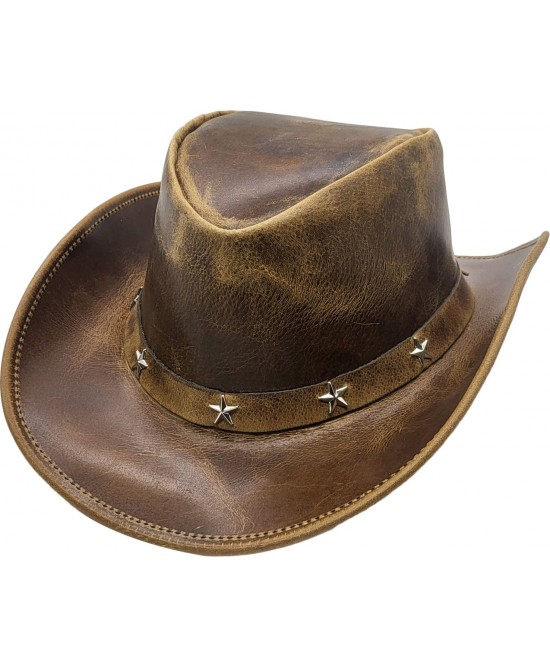 Leather Western Hat - Stars
