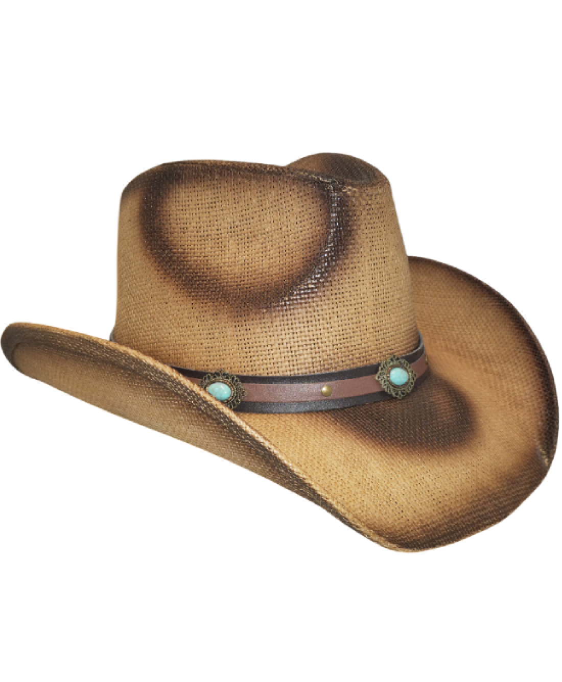 Turquoise & Shell Star Beads Strap Western Straw Hat main image 0