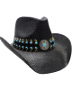 Straw Western Hat Turquoise Beads Black Straw Western Hat Turquoise Beads Black
