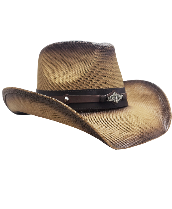 Straw Western Concho Brown Hatband
