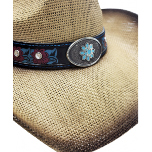 Straw Western Flower Concho