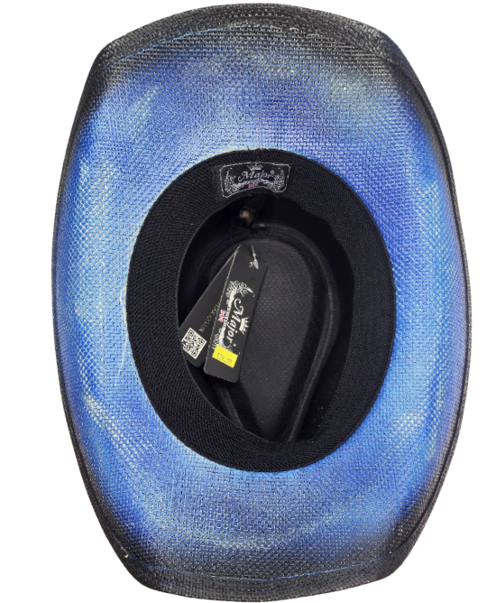 Straw Western Hat Star Blue