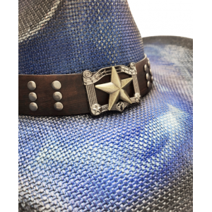 Straw Western Hat Star Blue