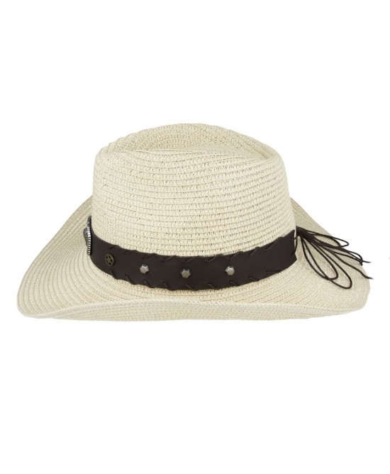 Straw Western Hat - Longhorn with Brown Hatband