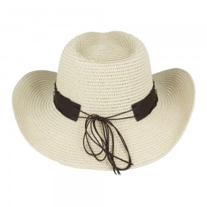 Straw Western Hat - Longhorn with Brown Hatband