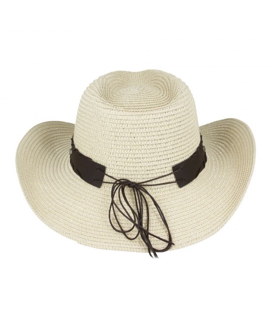 Straw Western Hat - Longhorn with Brown Hatband