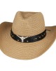 Straw Western Hat - Steer with Brown Hatband