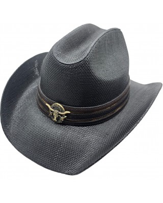 Straw Western Hat Longhorn Hat Band Black